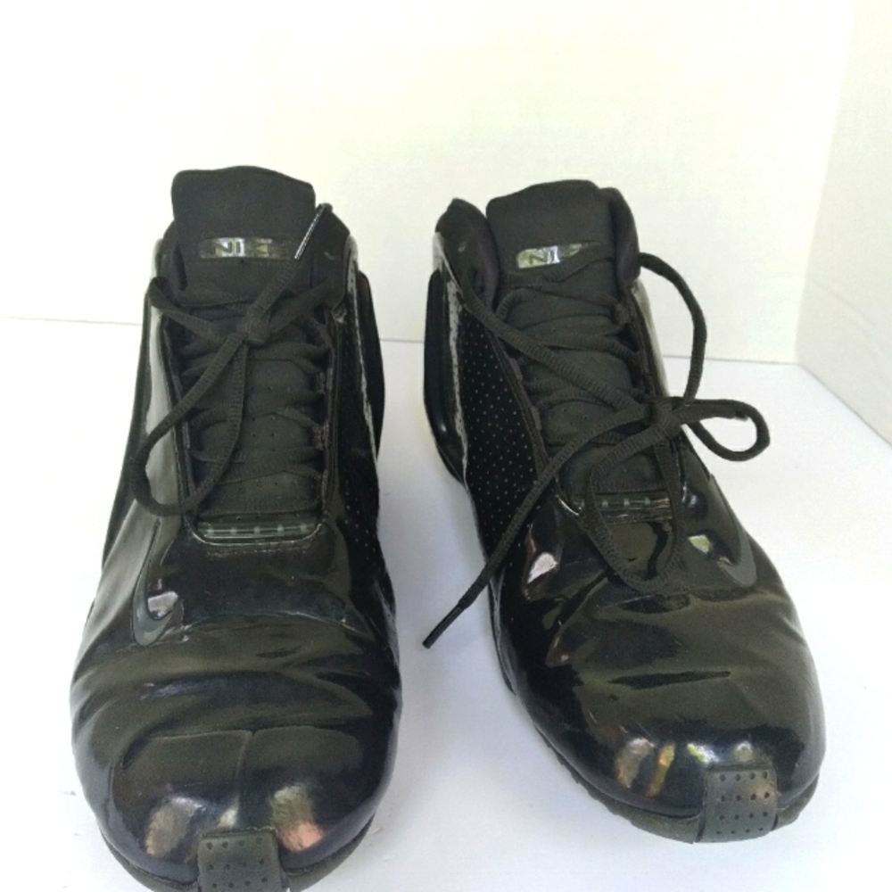 Black Patent Leather Athletic Dance Sneakers Performance Shoes Mid-Top